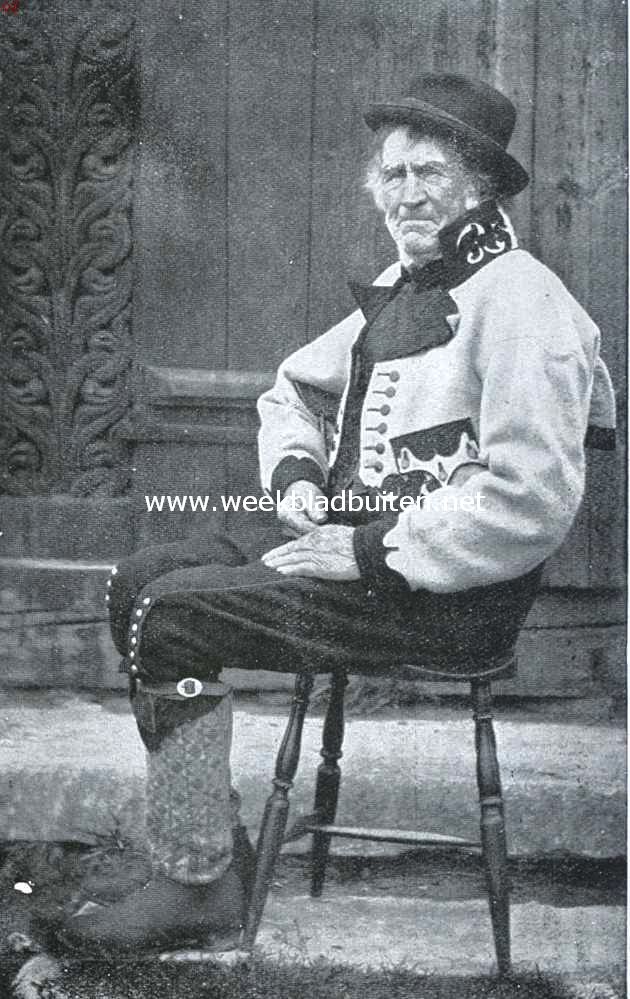 Noorsch volksleven. Boer uit Telemarken in oude kleederdracht