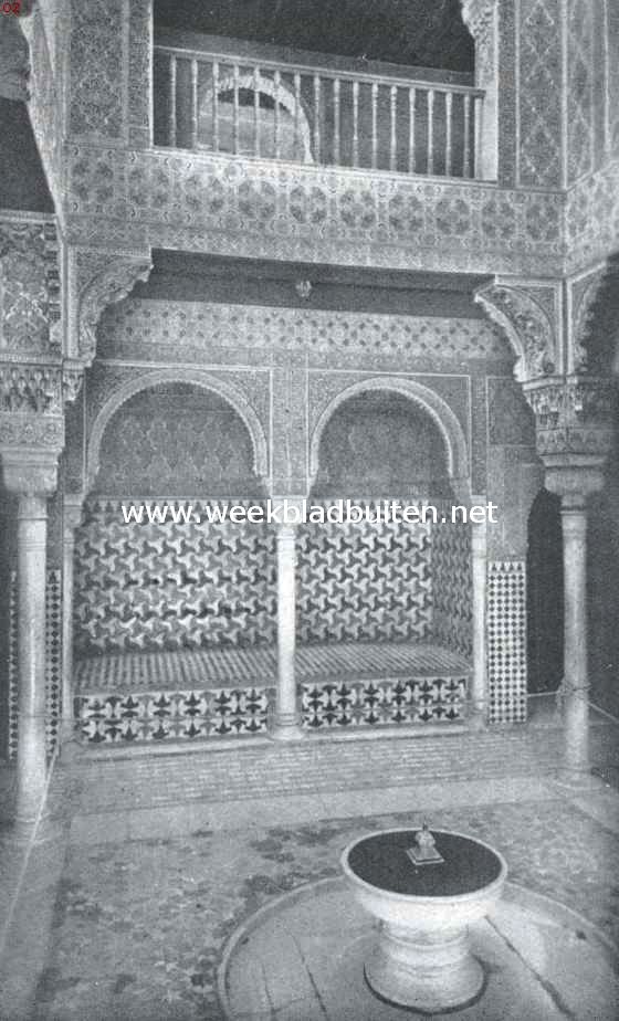 Granada, Spaanse vreemdelingenstad. De Rustzaal, Sala del Reposo, in het Alhambra te Granada