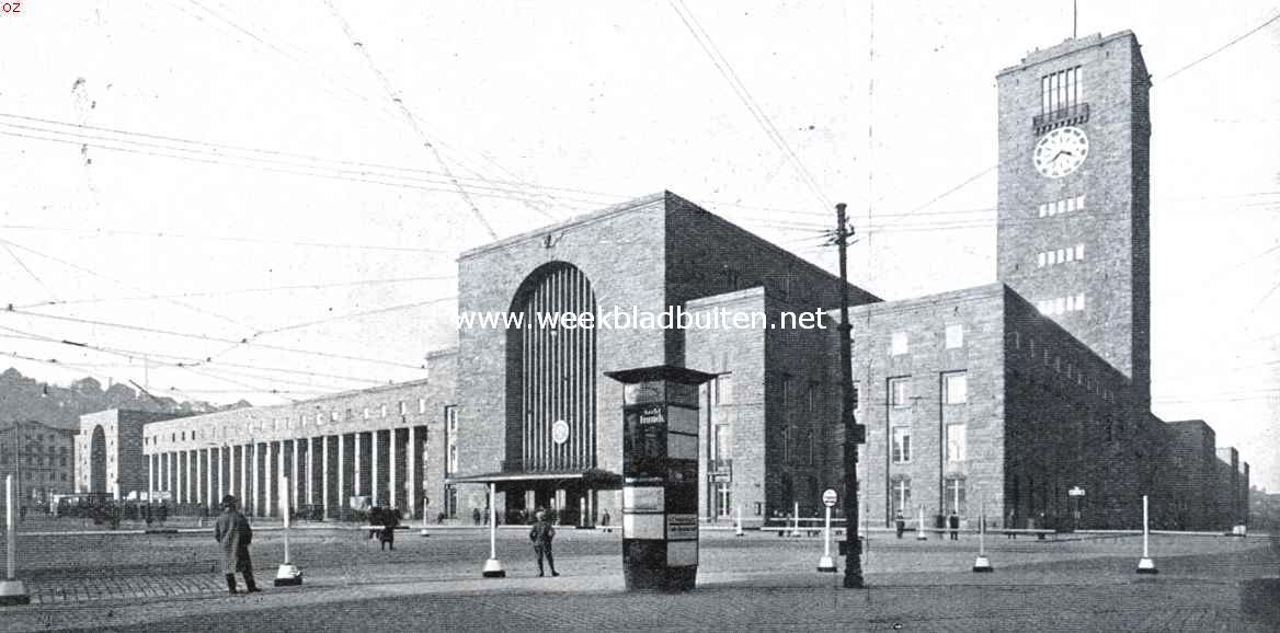 Het station te Stuttgart. De foto is denkelijk heel vroeg in den morgen genomen, want midden op den dag is het op dit punt verre van stil