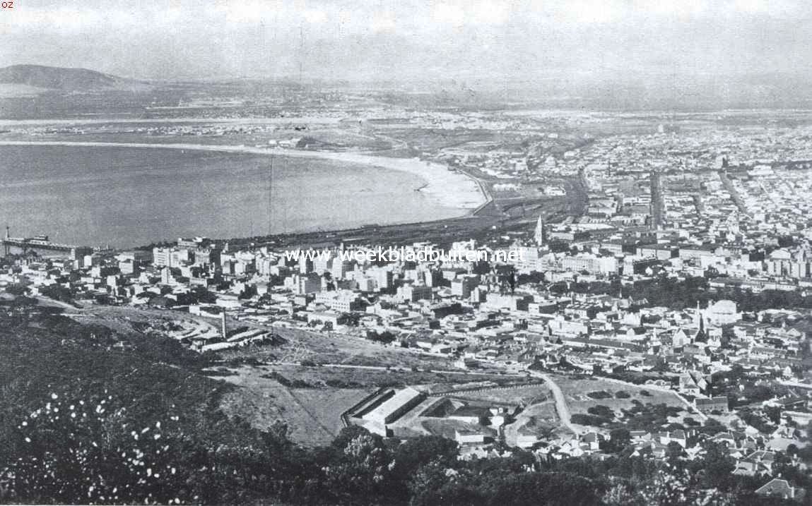 Het stadsleven in Zuid-Afrika. Kaapstad gezien van Signal Hill