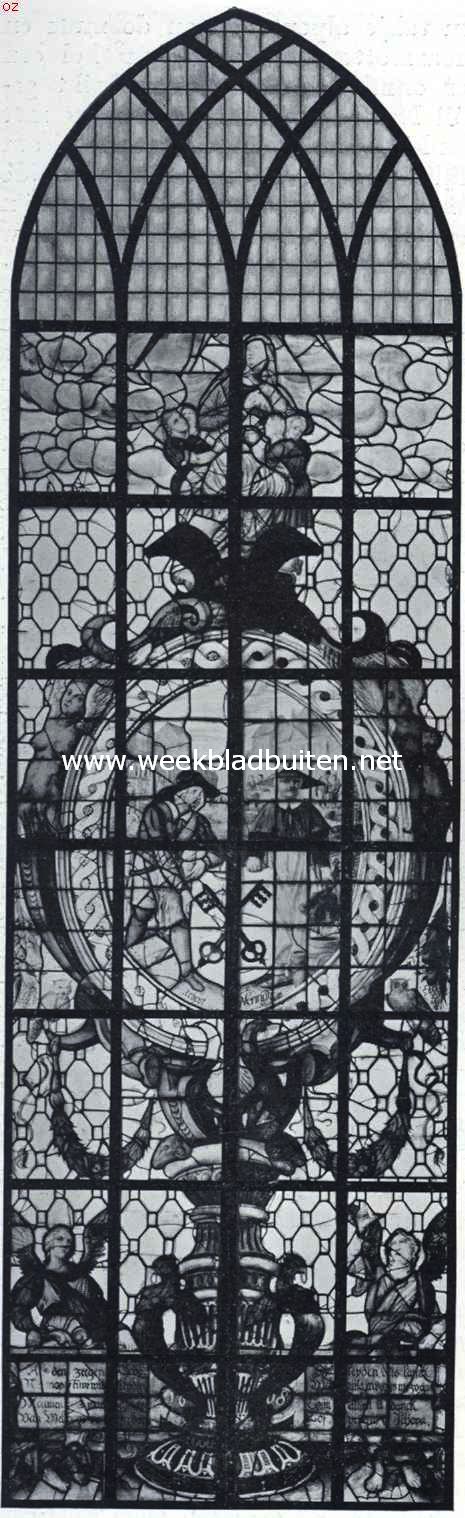 De Groote of St. Nicolaaskerk te Edam. Raam geschonken door de stad Leiden (1600)