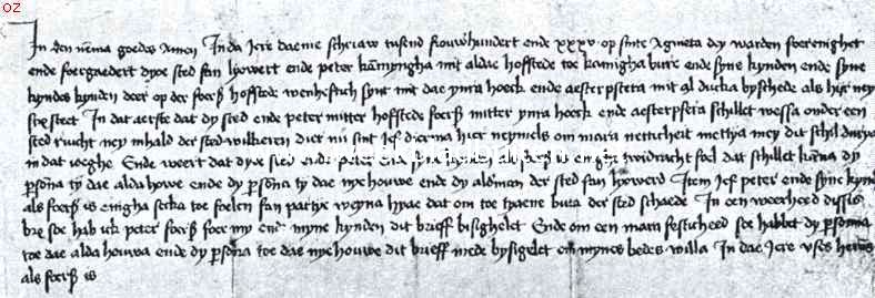 Bij het vijfhonderdjarig jubileum van Leeuwarden. Het verbond met Hoek uit 1435. Afschrift van het verloren gegane oorspronkelijk stuk