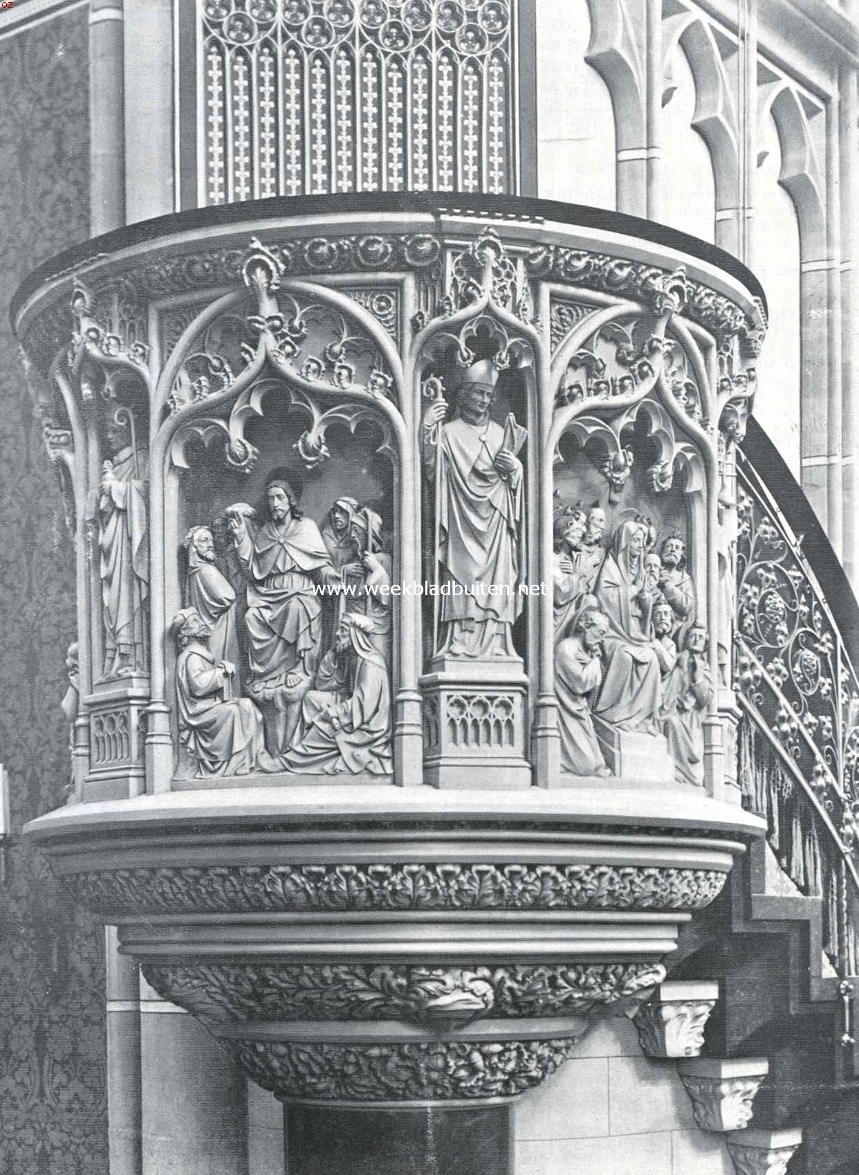 Dtail van den preekstoel in de St. Bartholomeskerk te Meerssen (bij het artikel: 