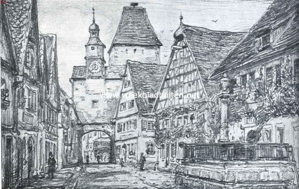 Rothenburg ob der Tauber. De Rdergasse. Naar een teekening van den schrijver