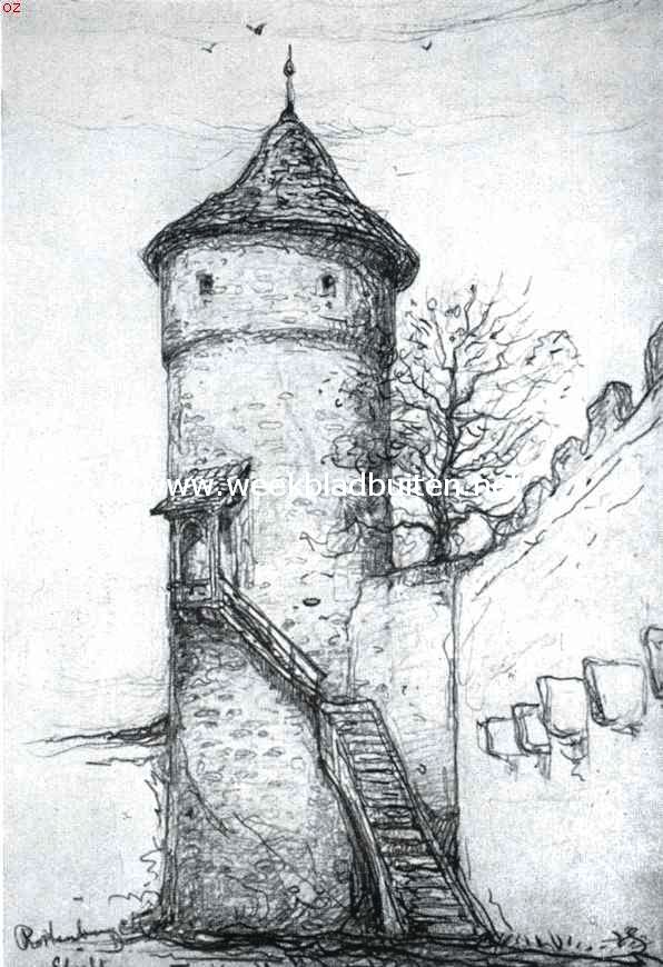 Rothenburg ob der Tauber. De Straftoren te Rothenburg. De afbeeldingen op deze bladzijde zijn naar teekeningen van den schrijver