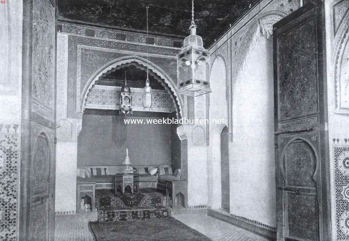 Marokko. Het interieur van een zeer vermogenden Marokkaan te Fez