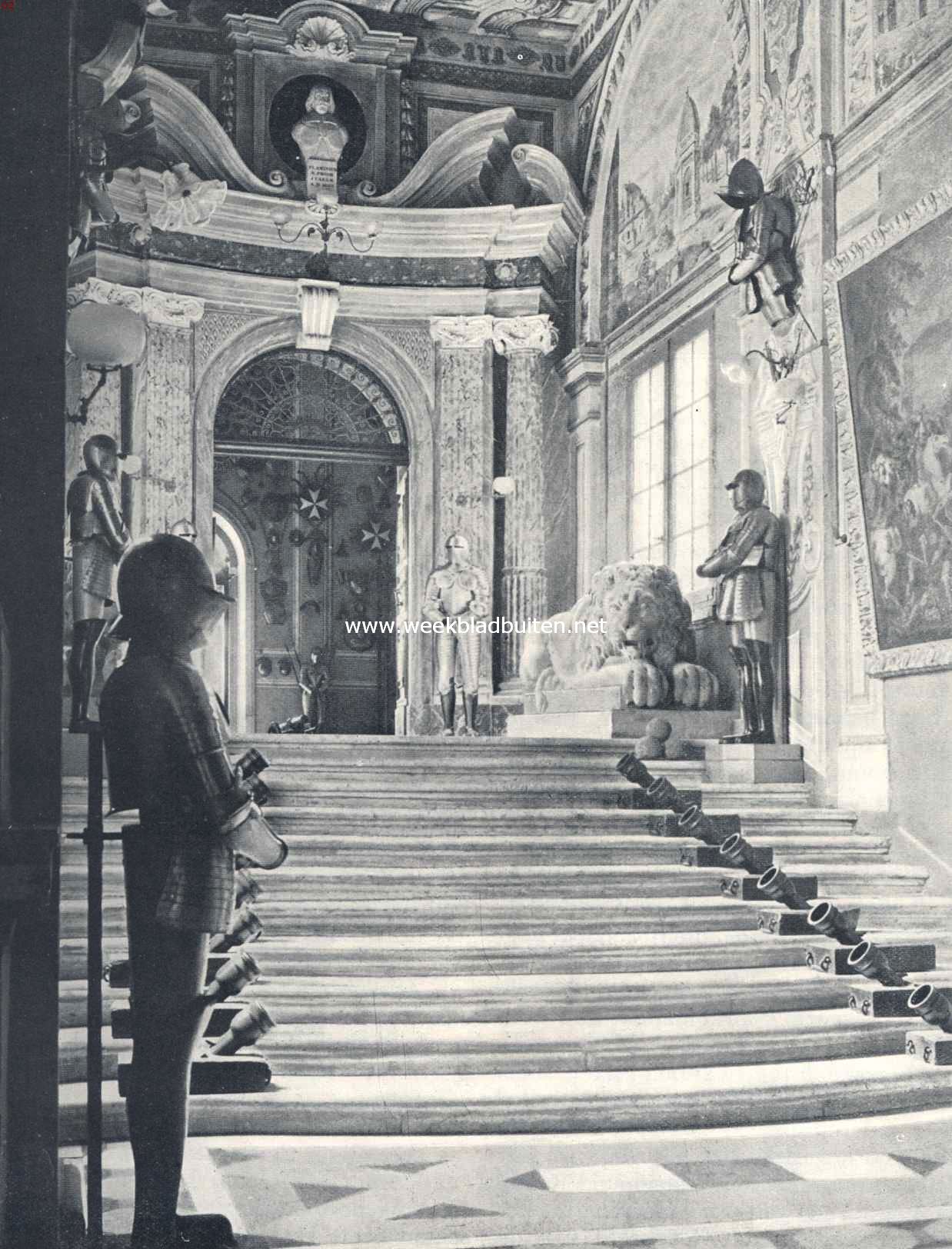 Een hoek in de wapengalerij van het paleis der Malthezer ridders, thans regeeringsgebouw te La Valetta op Malta