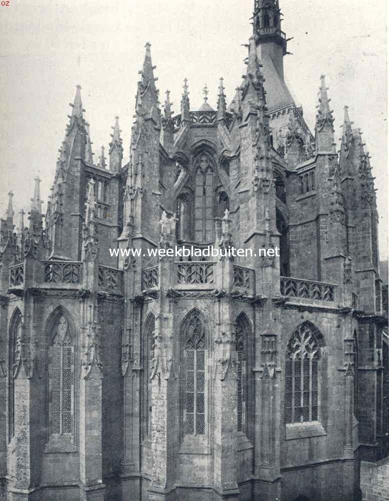 Mont Saint Michel. De koorafsluiting der abdijkerk (15e eeuw) op den Mont Saint Michel