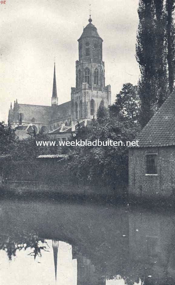 De Sintgommaruskerk te Lier, op den voorgrond de Nethe